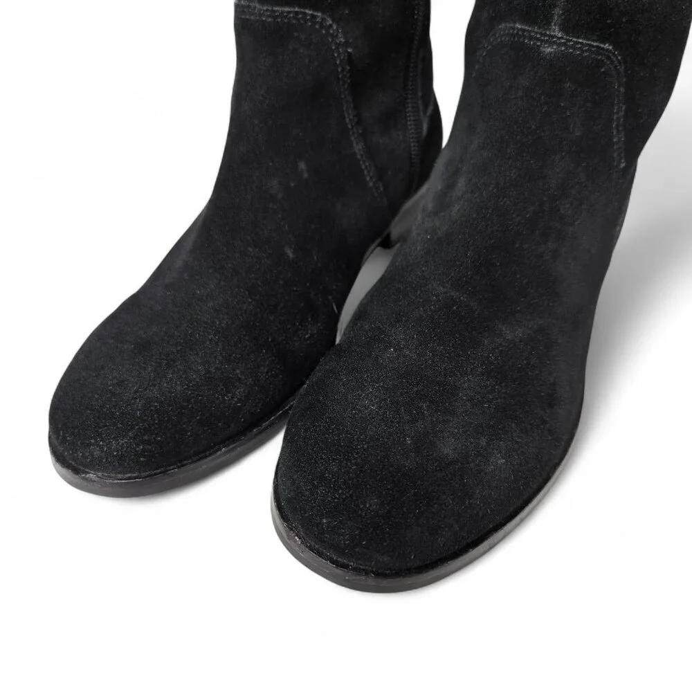 Kate Spade New York Over The Knee Boots Women's Black‎ Suede Gold Trim Tall 5M